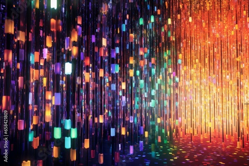 Colorful dazzling backdrop with vibrant light displays. Generative AI