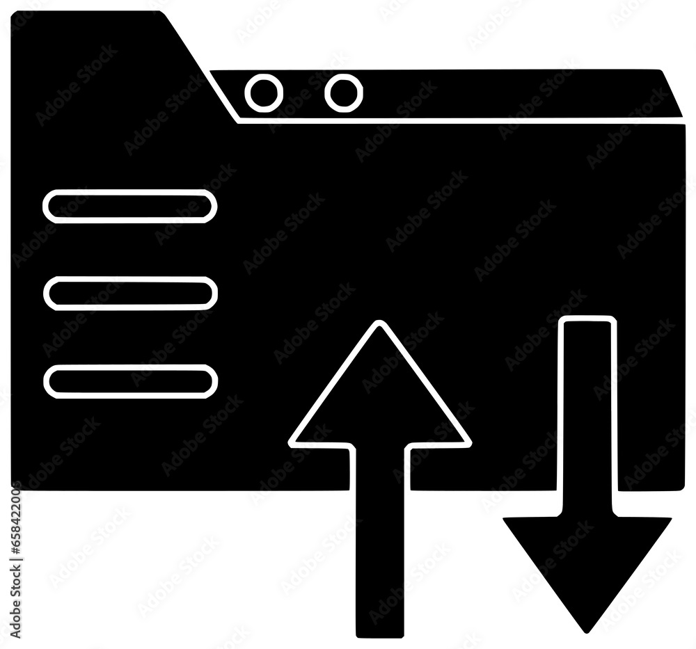 data black integrated silhouette ftp illustration networking icon ...