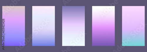 set of vector vertical winter purple backgrounds with pastel sunset colors