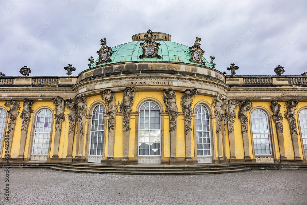 Sanssouci was summer palace of Frederick the Great, King of Prussia (1747). POTSDAM, GERMANY.