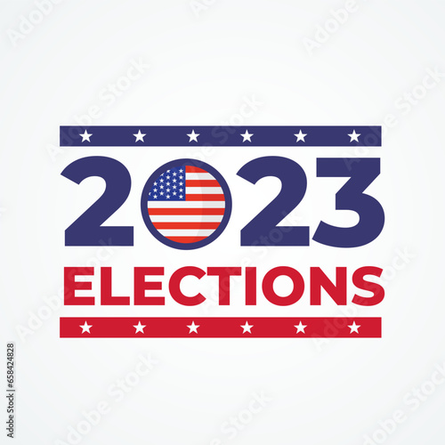 2023 us elections day, american vote, creative design for  political debate, creative banner, design concept, with blue and red text.