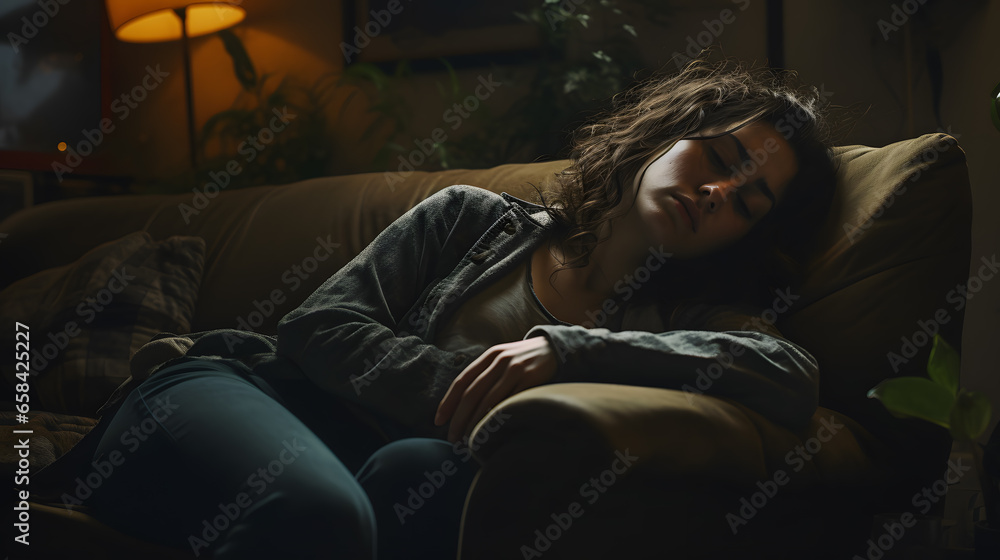 Obraz premium Depressed woman sitting