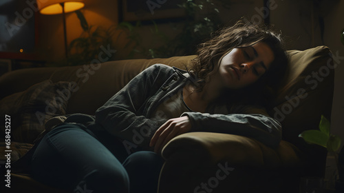 Depressed woman sitting