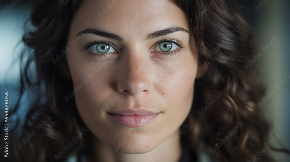 Obraz premium a female renewable energy engineer works on sustainable energy projects, renewable energy visuals and engineering plans in view