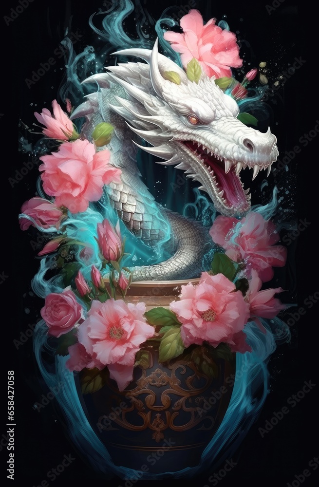 Dragon as a symbol of the year 2024. Background