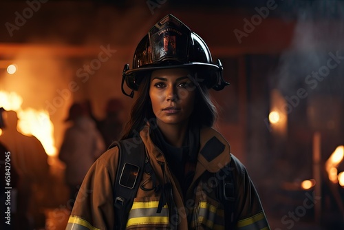 close-up of a female firefighter, working concept