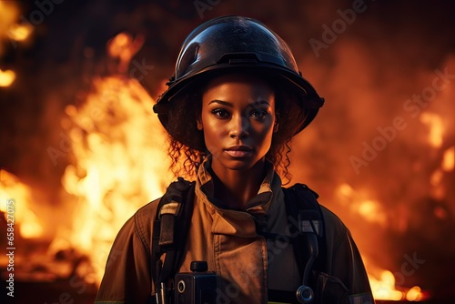 close-up of an afro-female firefighter, working concept © Jaume Pera