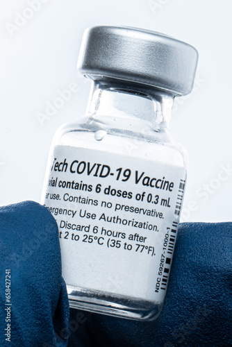 Macro Shot of a Covid 19 Vaccine Vial 
