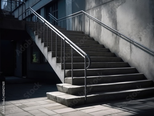 A staircase inside a building leads to the outdoors