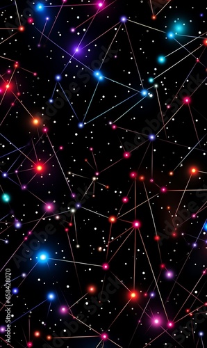 Space Galaxy Neon-Infused Constellation Networks Design Pattern Phone Wallpaper Background