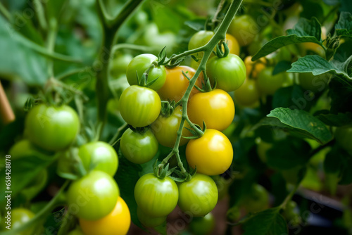 Wallpaper Mural Tomato plant in the garden with yellow and green tomatoes on a vine Torontodigital.ca