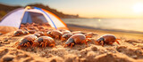 Bed bugs on holiday on the beach. AI generated.