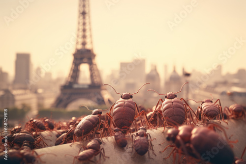 Bed bugs on a street of paris Paris
