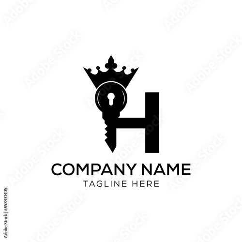 Key Lock Crown H Letter logo