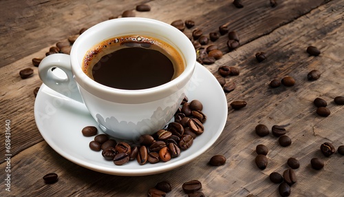 cup of coffee with beans