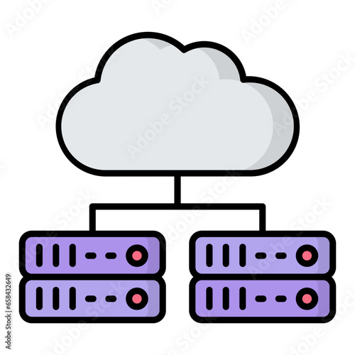 Cloud Database Colored Outline Icon photo