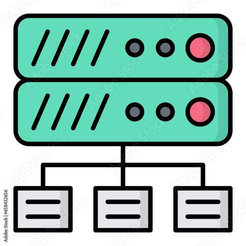 Computing Cluster Colored Outline Icon