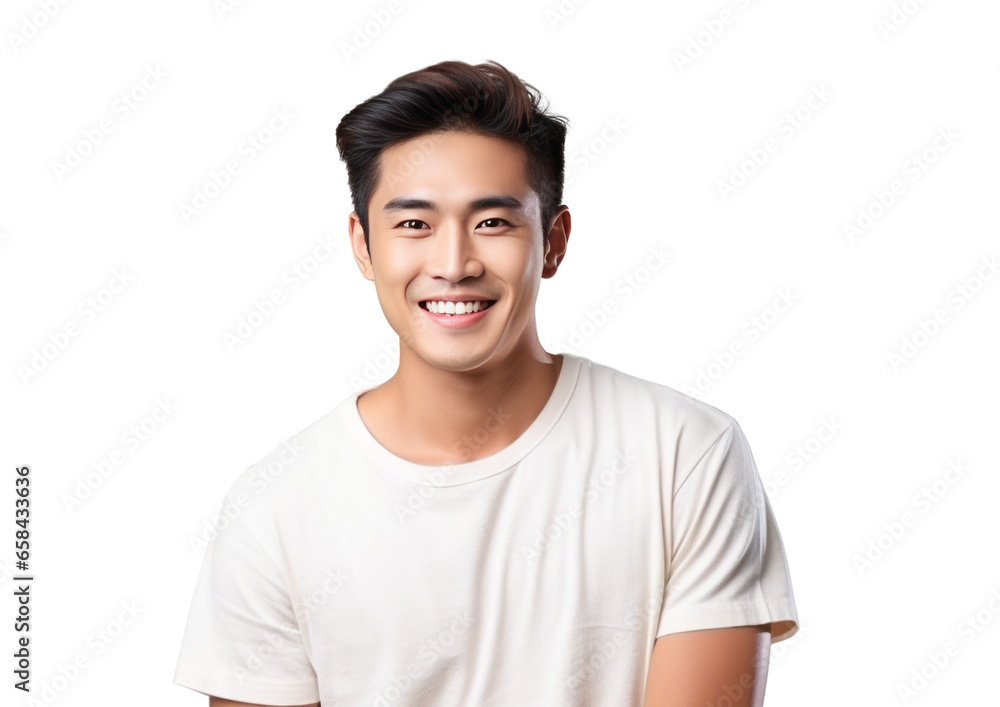 Portrait of young handsome Asian man isolated background - obrazy, fototapety, plakaty 