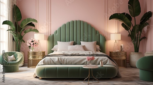The softness of blush pink pairs remarkably well with the boldness of emerald green. photo