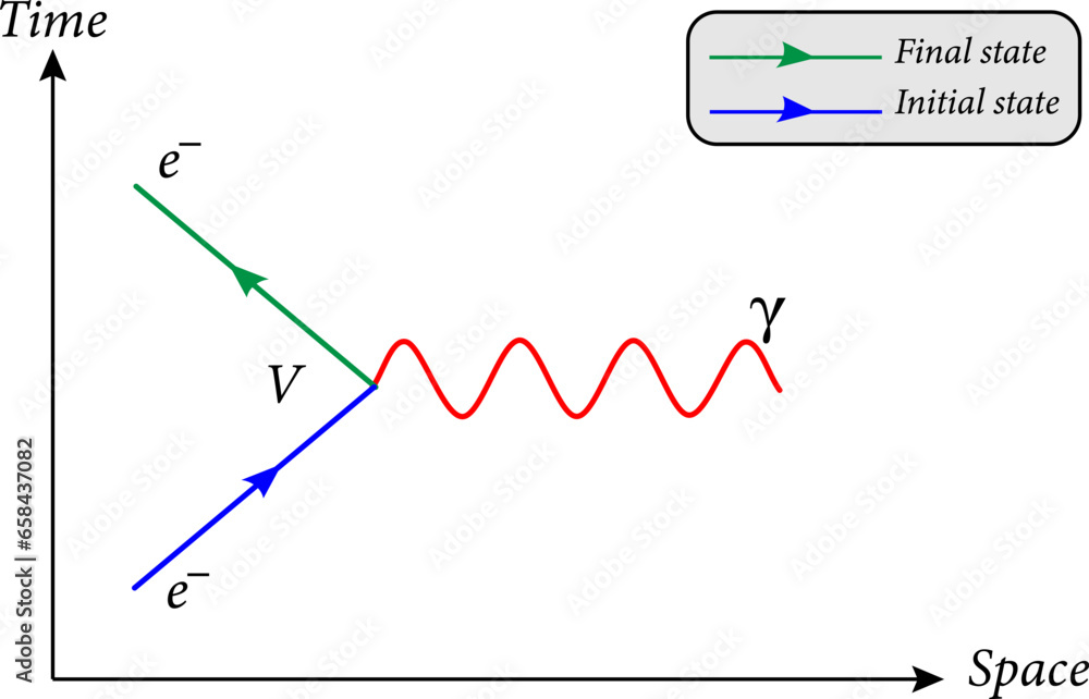 Feynman diagram is  a graphical method of representing the interactions of elementary particles.Vector illustration