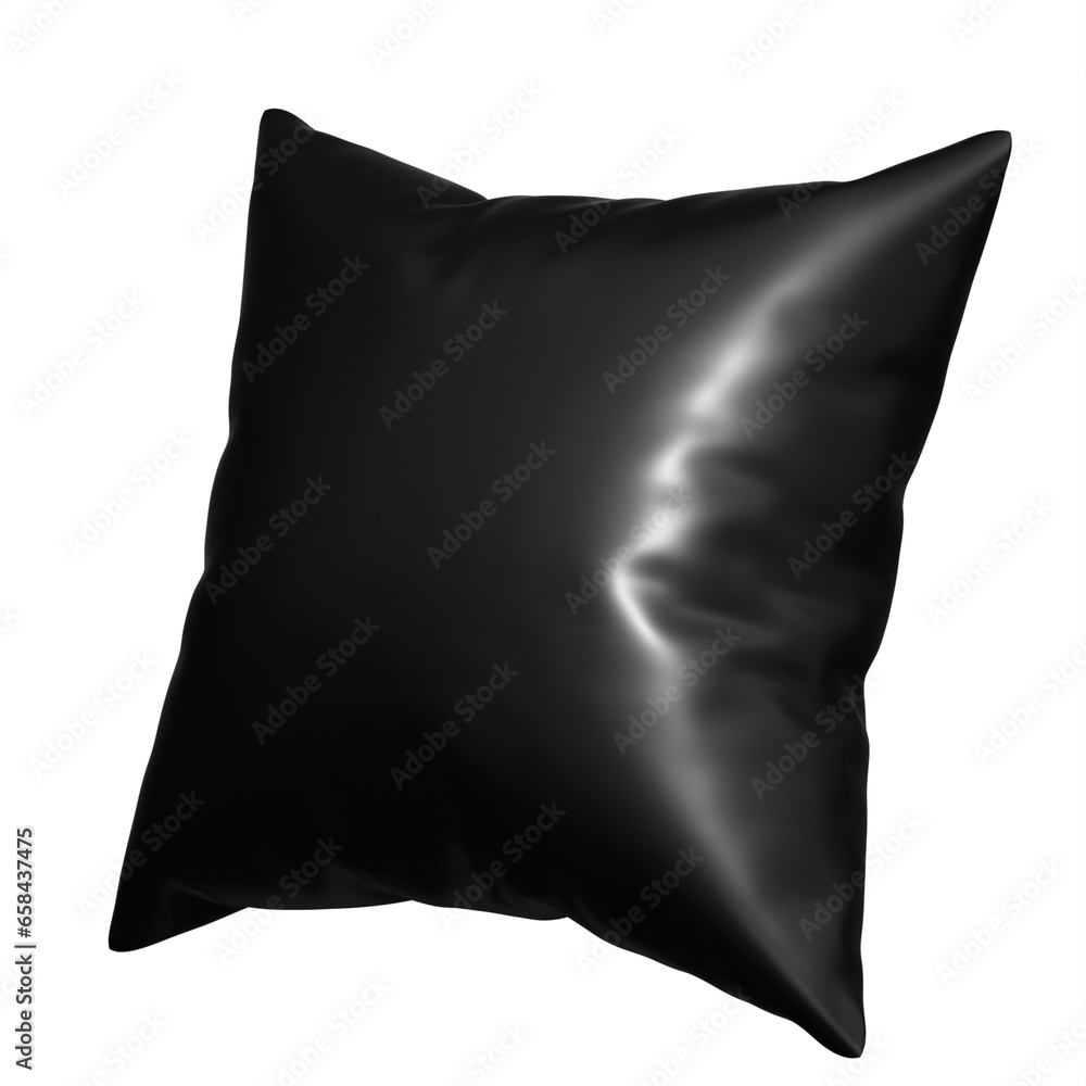 3D Black Matte Geometric Shape, Realistic Design Element with Transparent Background, PNG