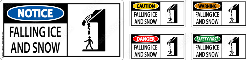Ice and Snow Warning Sign Caution - Falling Ice And Snow Sign Ice and Snow Warning Sign Caution - Falling Ice And Snow Sign