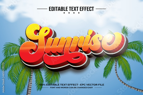 Sunrise 3D editable text effect template