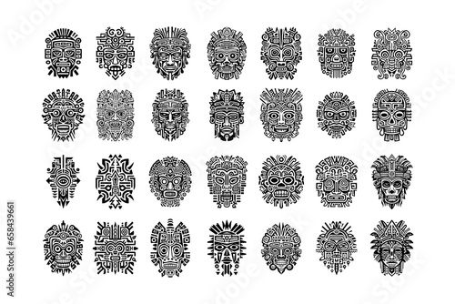 Mayan Aztec Tattoo Vector Tribal Illustrations Collection