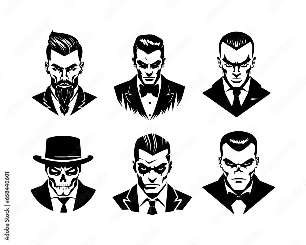 Fotografie A collection of mafia vector illustrations