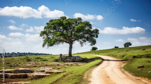 landscape with trees and blue sky