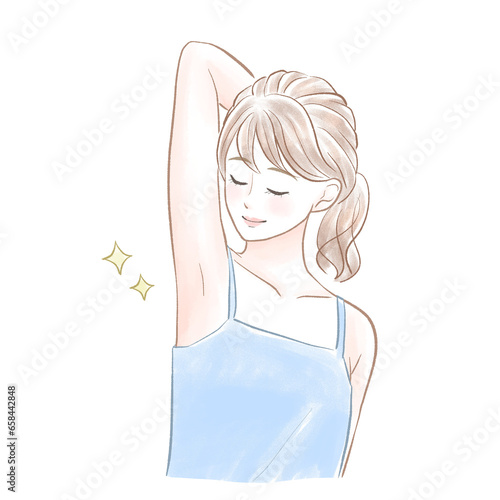 臭いがなくなった脇に喜ぶ女性