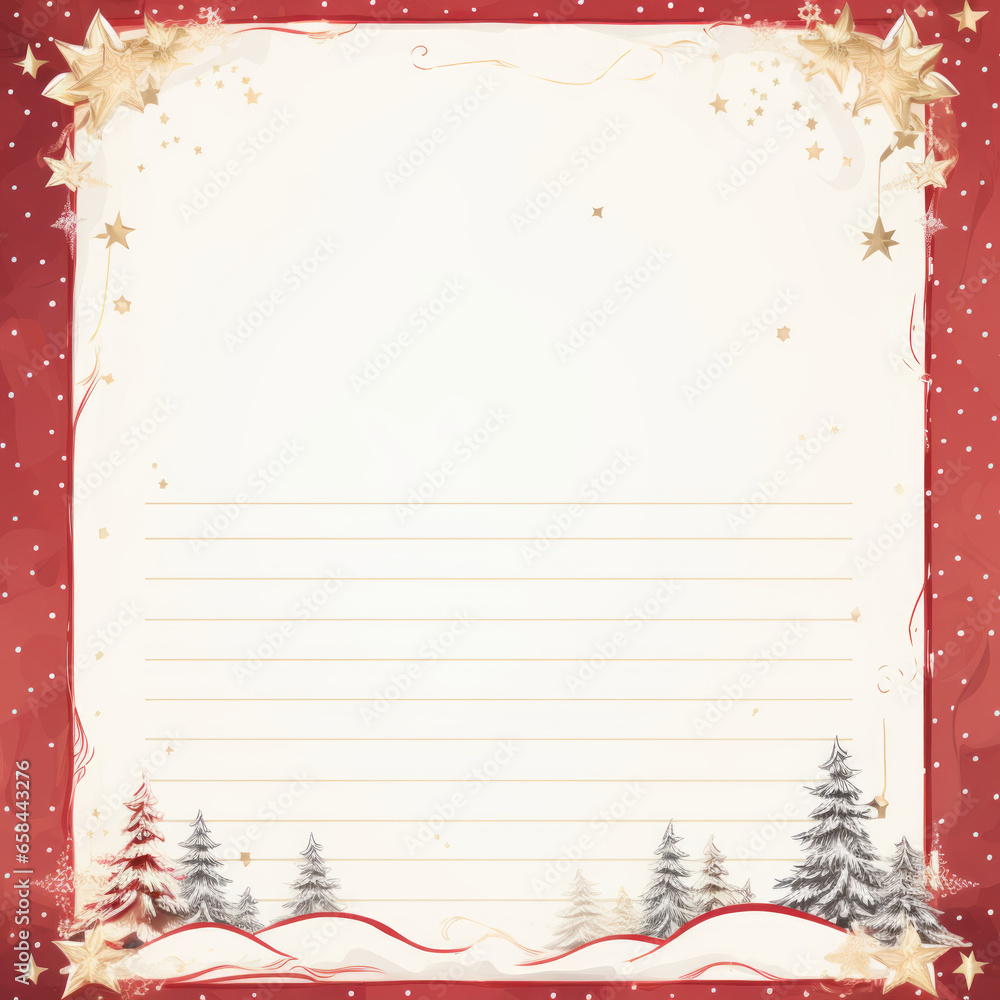 Vintage Christmas themed note paper. Retro Xmas and New Year concept.