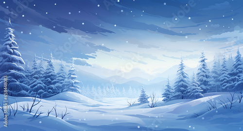 winter landscape background with snow © Kordiush
