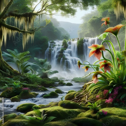 Tropical Jungle - Waterfalls - Flowers