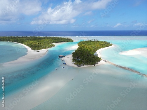 Aerial photo of South Pacific Lagoon and sand bars.  photo
