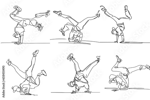 One-Line Drawing of Breakdancing: Power, Grace, and Flow, vector