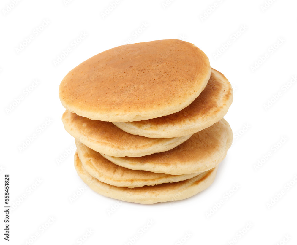 Stack of tasty pancakes isolated on white Stack of tasty pancakes isolated on white
