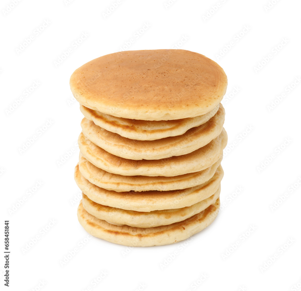 Stack of tasty pancakes isolated on white Stack of tasty pancakes isolated on white