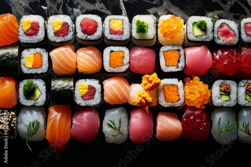 Different types of sushi roll set