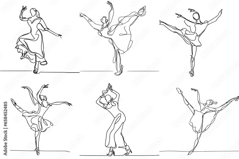 One-Line Drawing of Ballet Dance: Grace, Elegance, and Beauty, vector