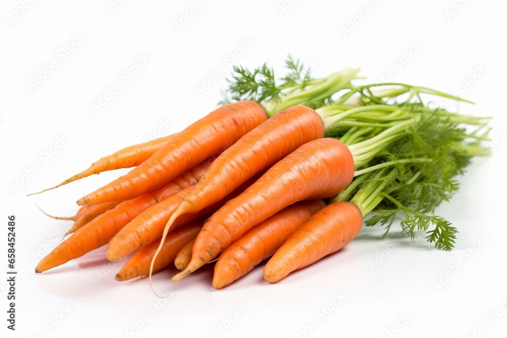 Carrots on white background. Generative AI Carrots on white background. Generative AI