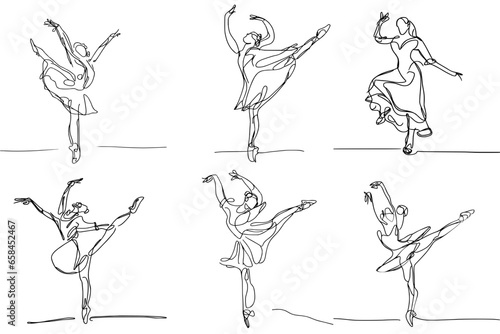 One-Line Drawing of Ballet Dance: Grace, Elegance, and Beauty, vector