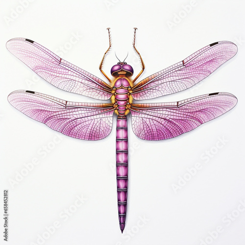 pink dragonfly isolated on white background