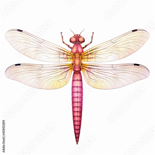 pink dragonfly isolated on white background © Avalga