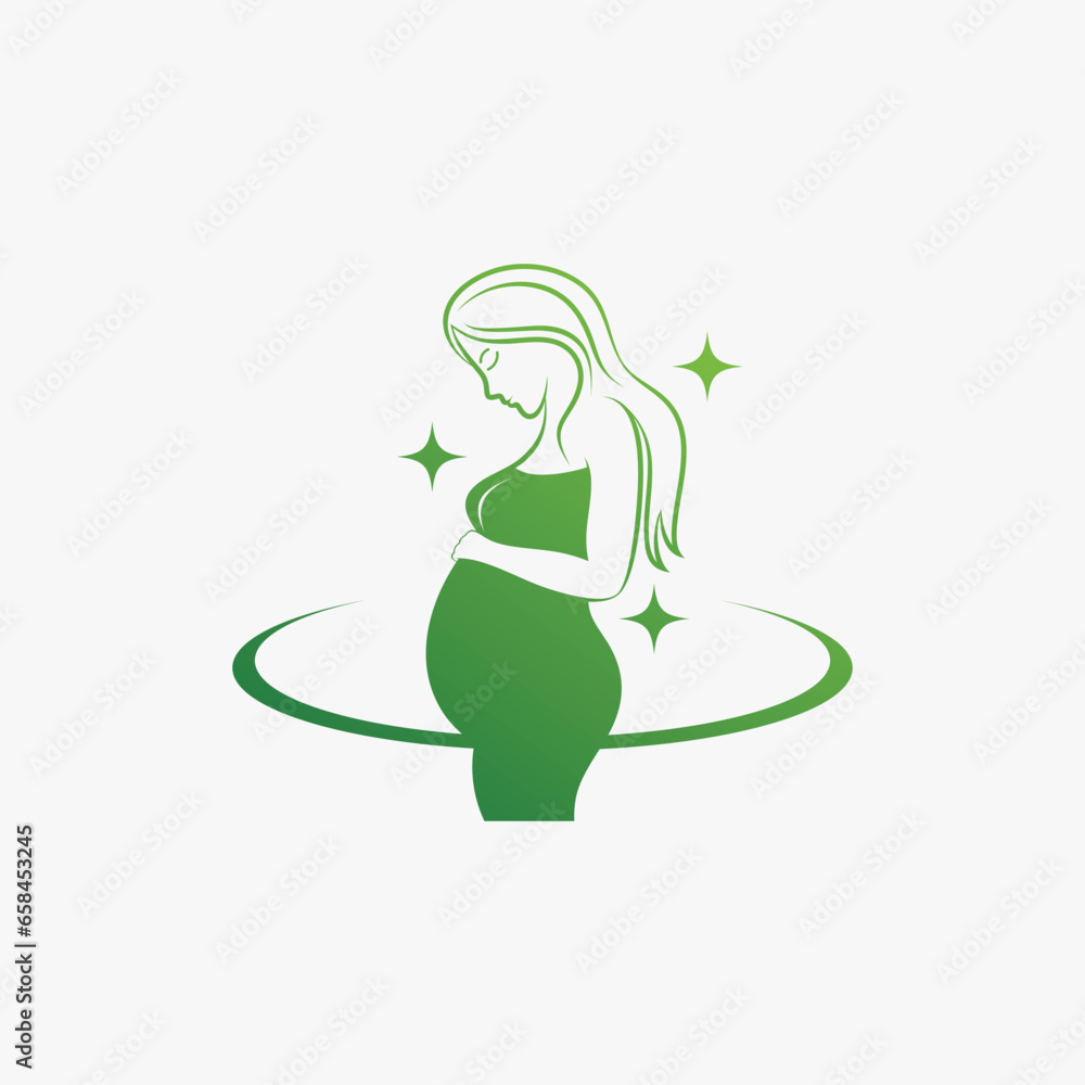 Pregnant woman icon logo design vector illustration with creative element concept Pregnant woman icon logo design vector illustration with creative element concept