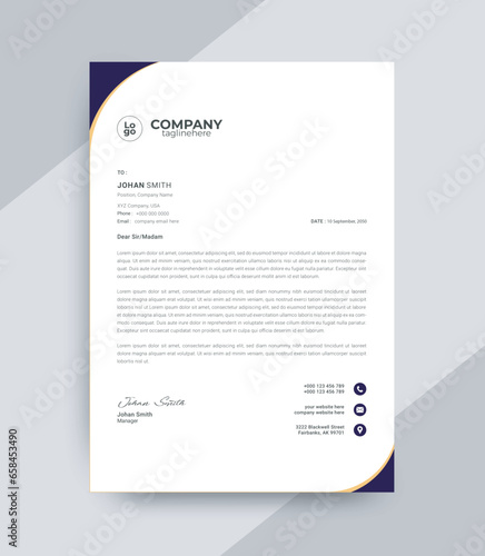 Minimal professional letterhead design template, modern business letterhead creative abstract clean colorful design