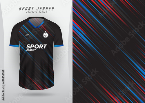 Background for sports, jersey, football, running jersey, racing jersey, cycling, black texture, pattern, diagonal gradient, with blue, red.