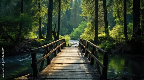 wooden bridge in the forest