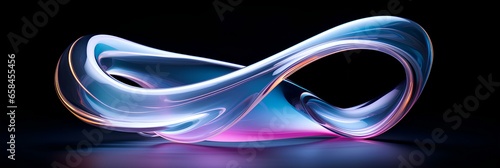 stylized 3D glass object on a black background, colorful moebius, blurred forms, purple and azure, abstract wallpaper. generative AI