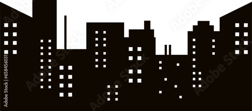 Silhouette Night City Landscape